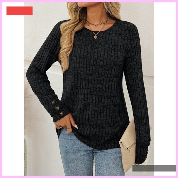 Long Sleeve Tunic Sweater Top Lightweight Fall Fashion Outfit - Picture 2 of 4